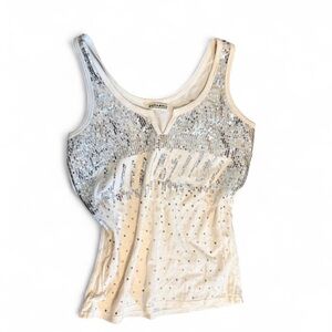 Vintage Parasuco Silver and White Sequin Camisole